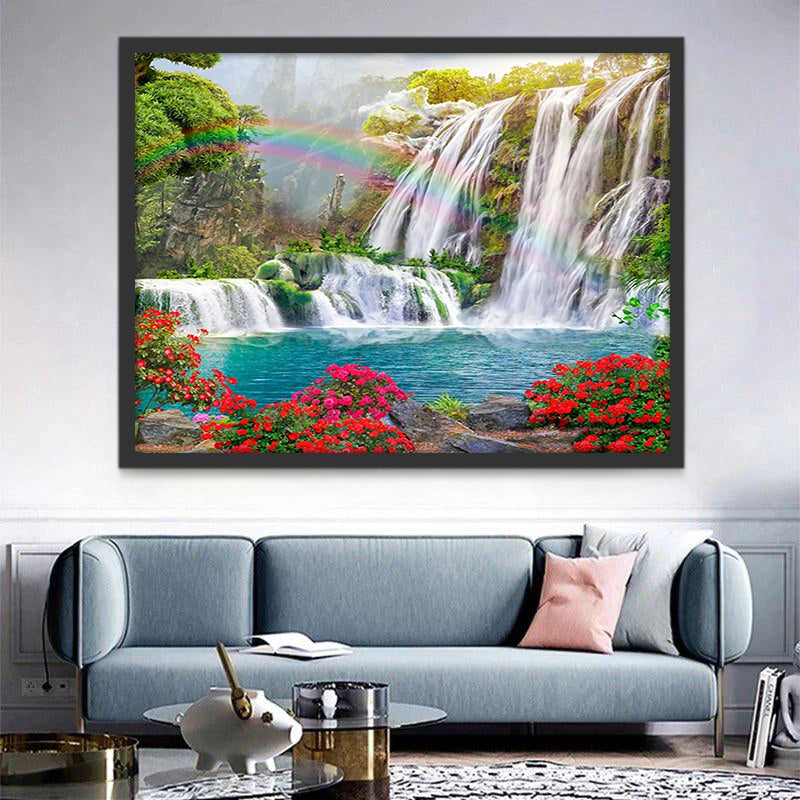 Chute d'Eau et Arc-en-Ciel Peinture par Numéros