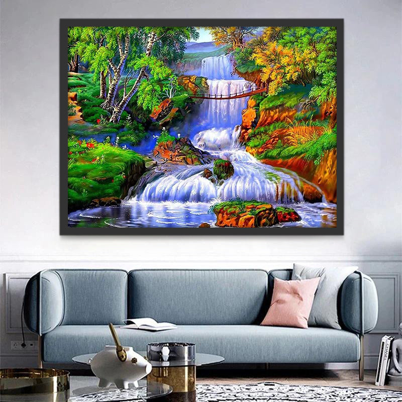 Chute et Arbres Peinture par Numéros