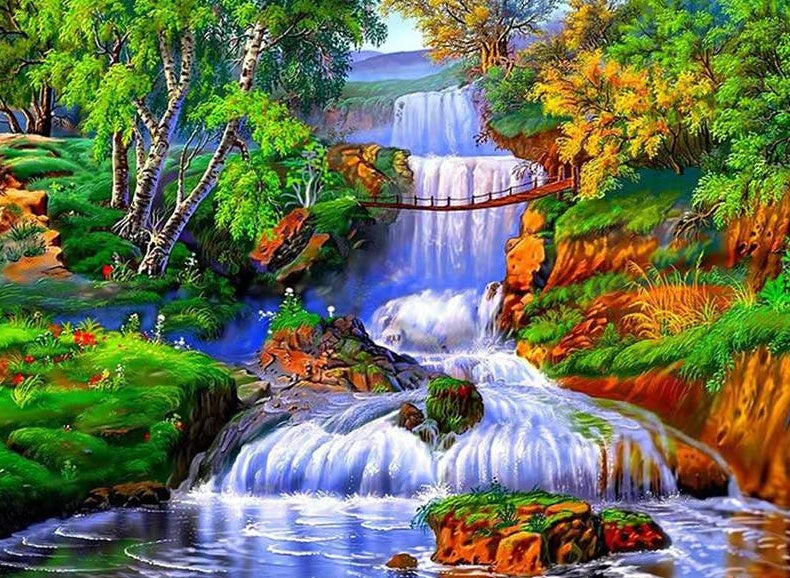 Chute et Arbres Peinture par Numéros