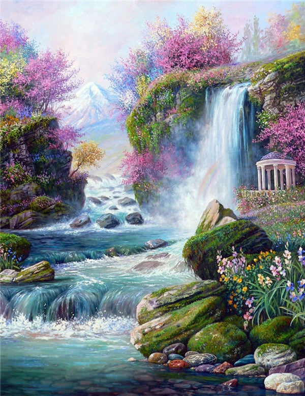 Chute et Fleurs Peinture par Numéros