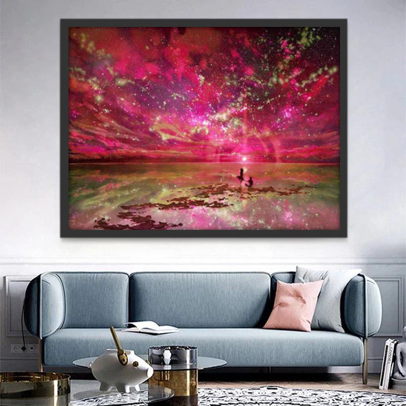 Ciel Etoilé Rose Peinture par Numéros