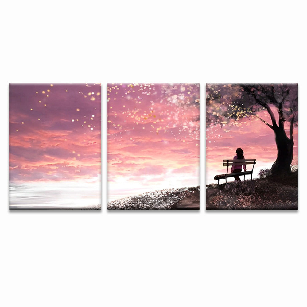 Ciel Rose 3 Partie Peinture par Numéros