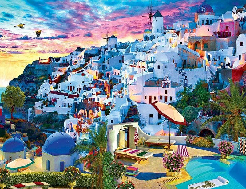 Cieux de Santorin de l'échelle de Couleur Peinture par Numéros