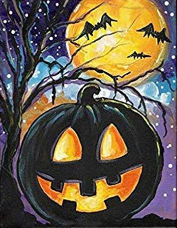 Citrouille Noire Halloween Peinture par Numéros