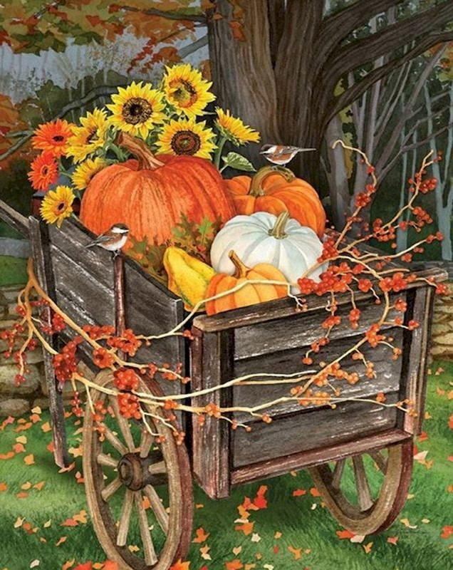 Citrouilles et Tournesols Halloween Peinture par Numéros