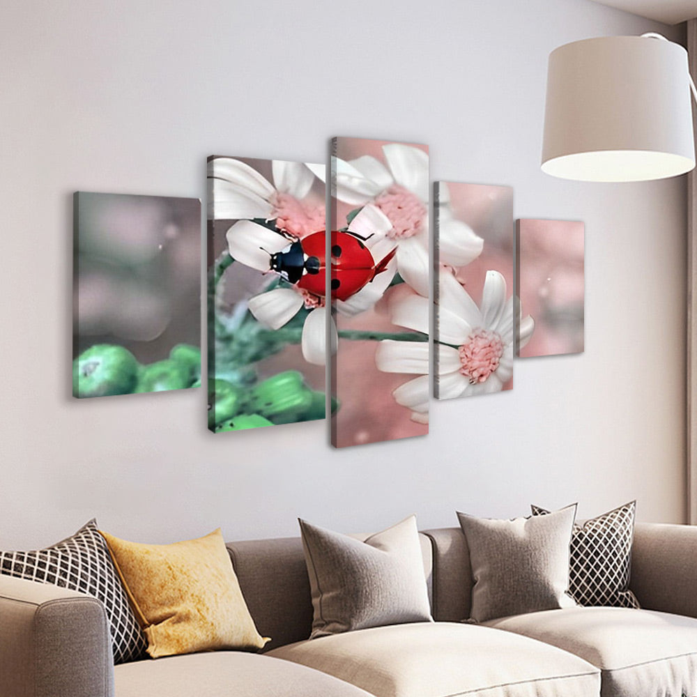 Coccinelle et Marguerites 5 Partie Peinture par Numéros