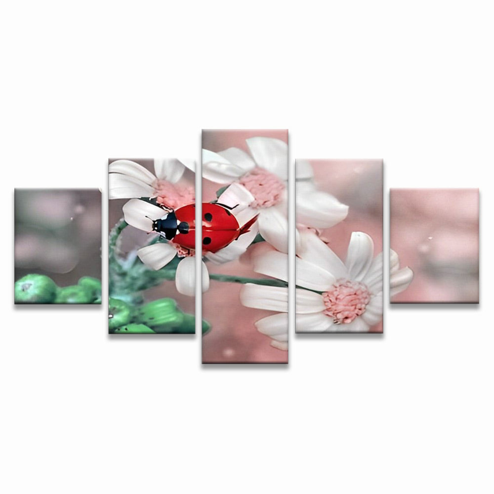 Coccinelle et Marguerites 5 Partie Peinture par Numéros