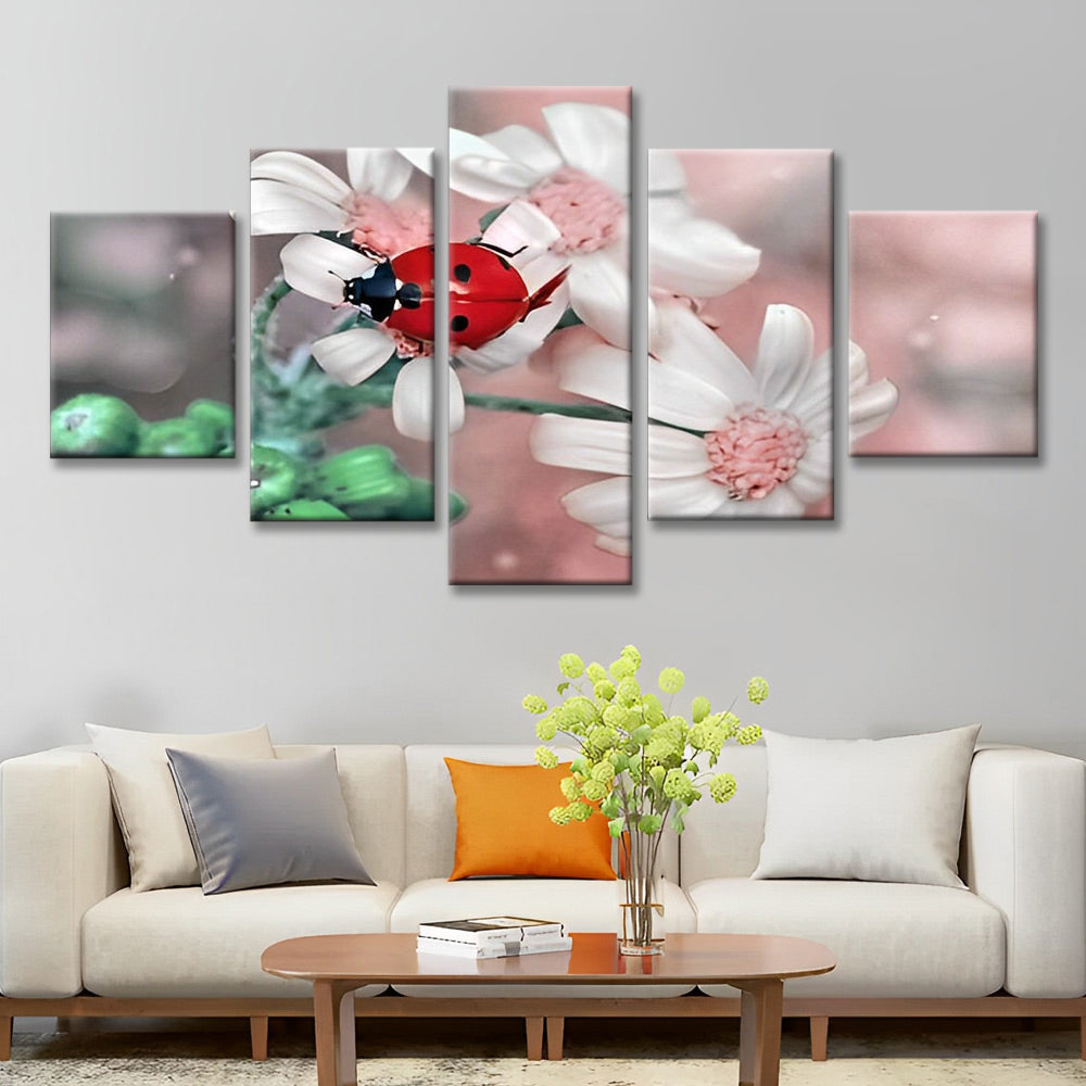 Coccinelle et Marguerites 5 Partie Peinture par Numéros
