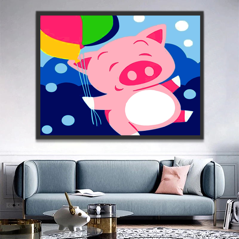Cochonnet et Ballons Peinture par Numéros