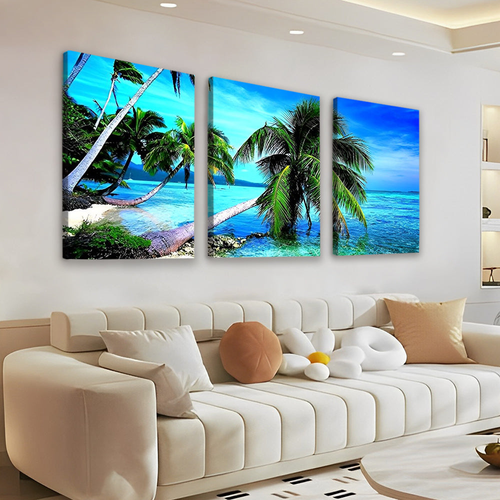 Cocotier et Mer 3 Partie Peinture par Numéros