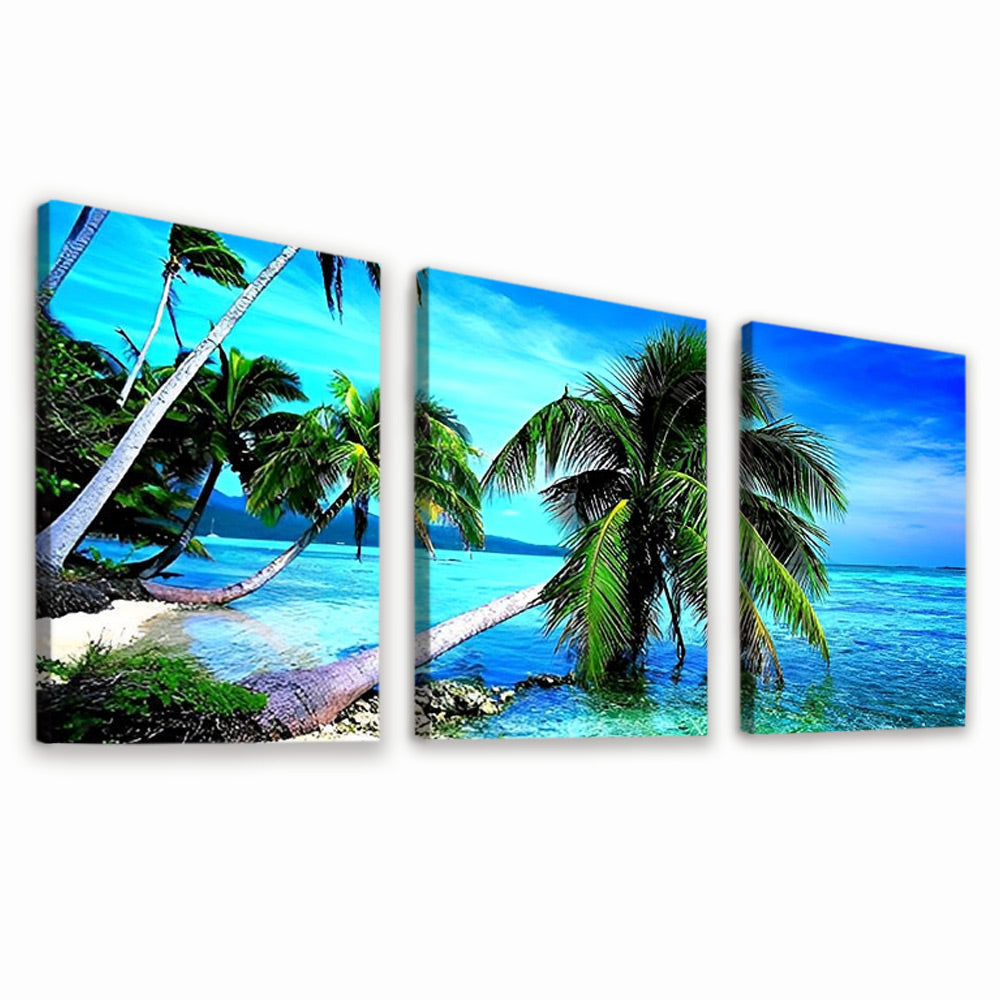 Cocotier et Mer 3 Partie Peinture par Numéros