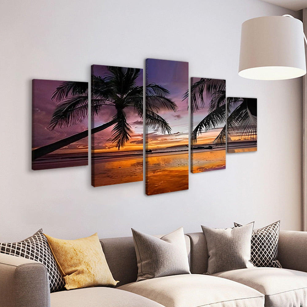 Cocotiers et Mer 5 Partie Peinture par Numéros