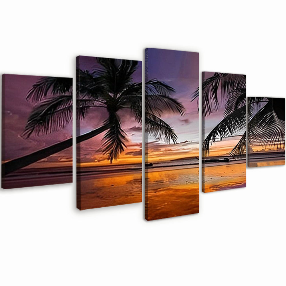Cocotiers et Mer 5 Partie Peinture par Numéros