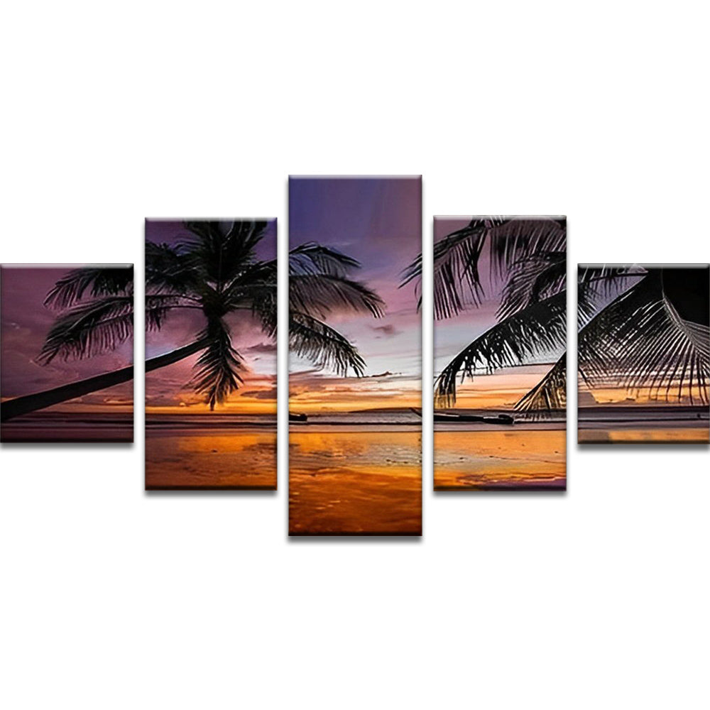 Cocotiers et Mer 5 Partie Peinture par Numéros