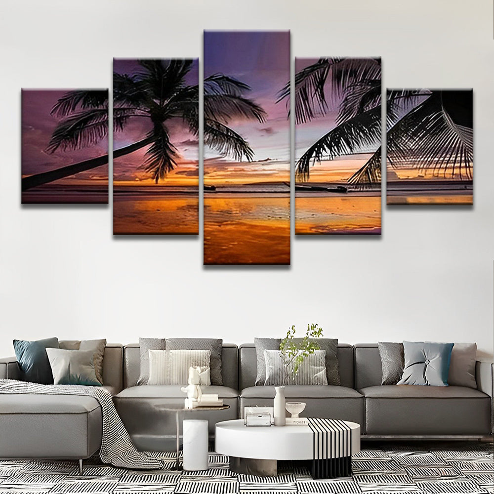 Cocotiers et Mer 5 Partie Peinture par Numéros