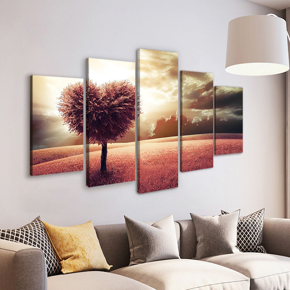 Coeur Arbre 5 Partie Peinture par Numéros