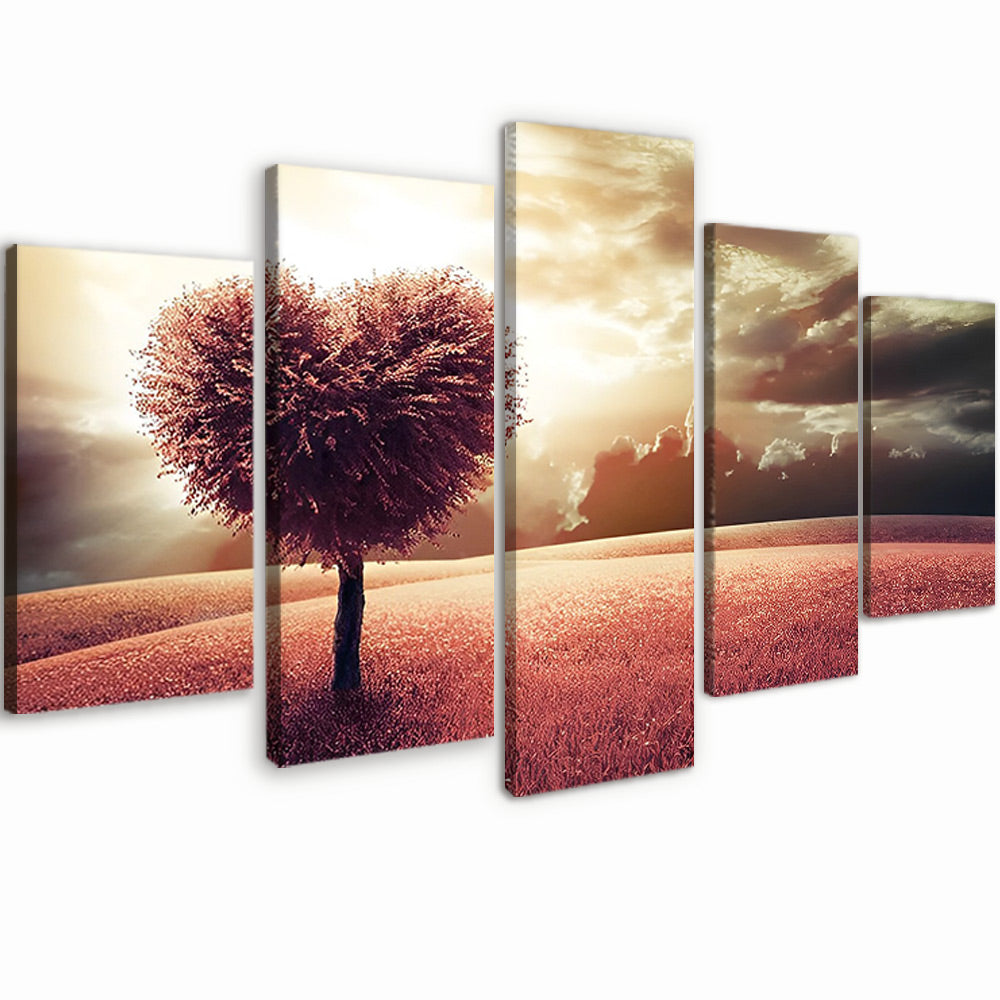Coeur Arbre 5 Partie Peinture par Numéros