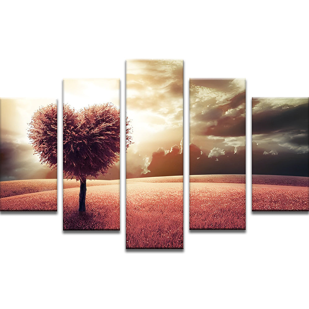 Coeur Arbre 5 Partie Peinture par Numéros