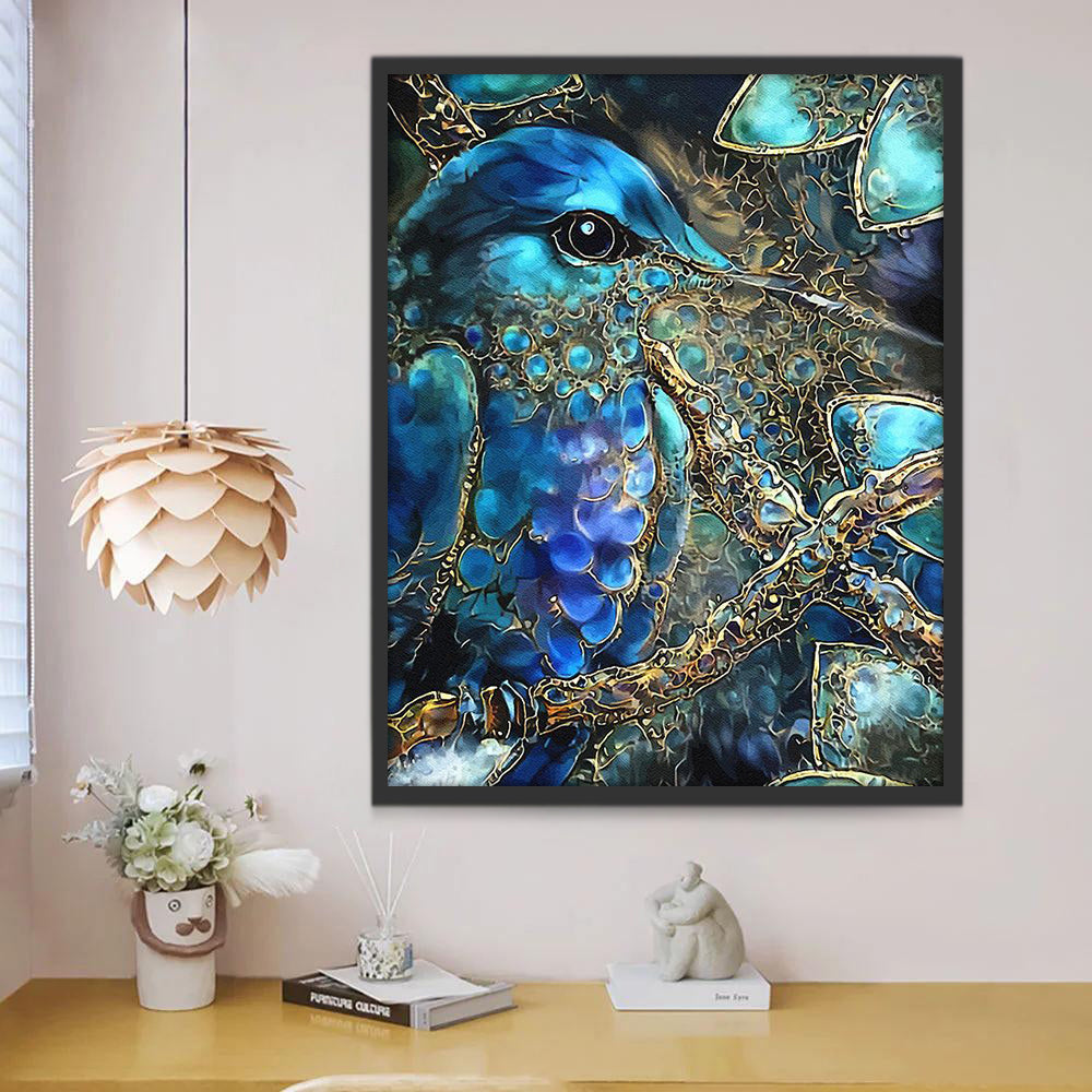 Colibri de Bijoux Bleus Peinture par Numéros