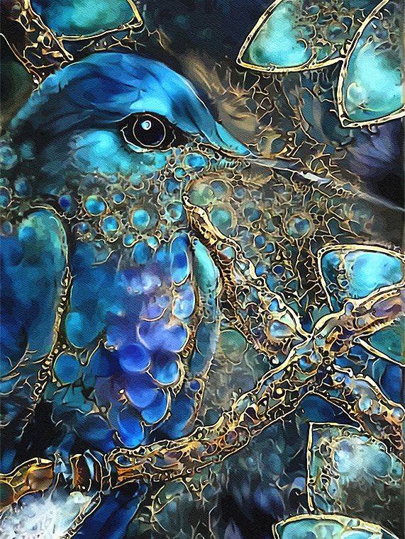 Colibri de Bijoux Bleus Peinture par Numéros
