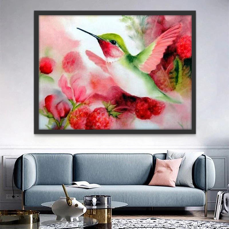 Colibri et Framboises Peinture par Numéros