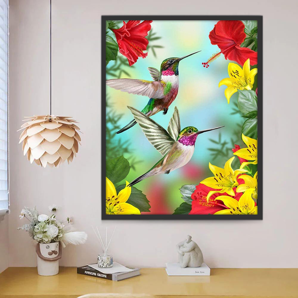 Colibris et Ipomées du Nil Peinture par Numéros