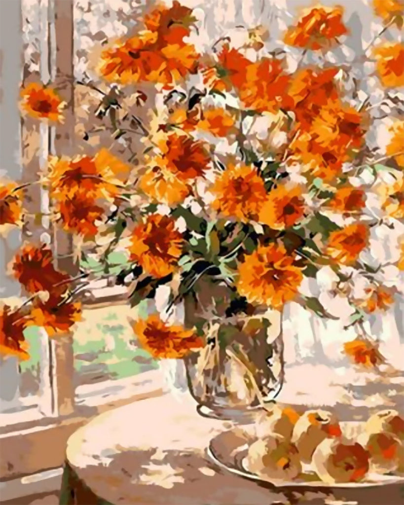 Coquelicots Oranges et le Soleil Peinture par Numéros