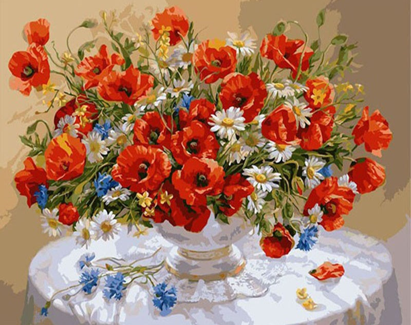 Coquelicots Oranges et Roux Vivaces Peinture par Numéros