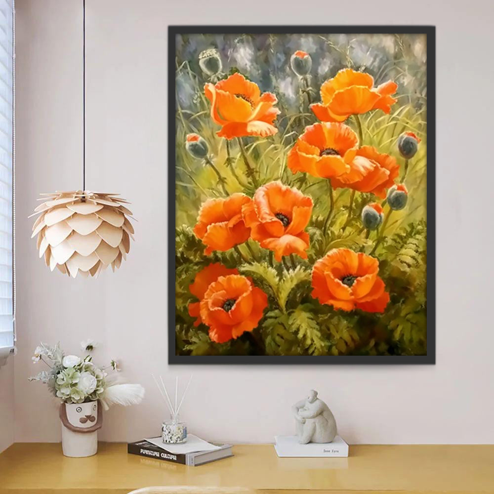 Coquelicots Oranges Peinture par Numéros
