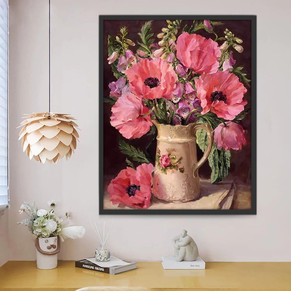 Coquelicots Roses Peinture par Numéros