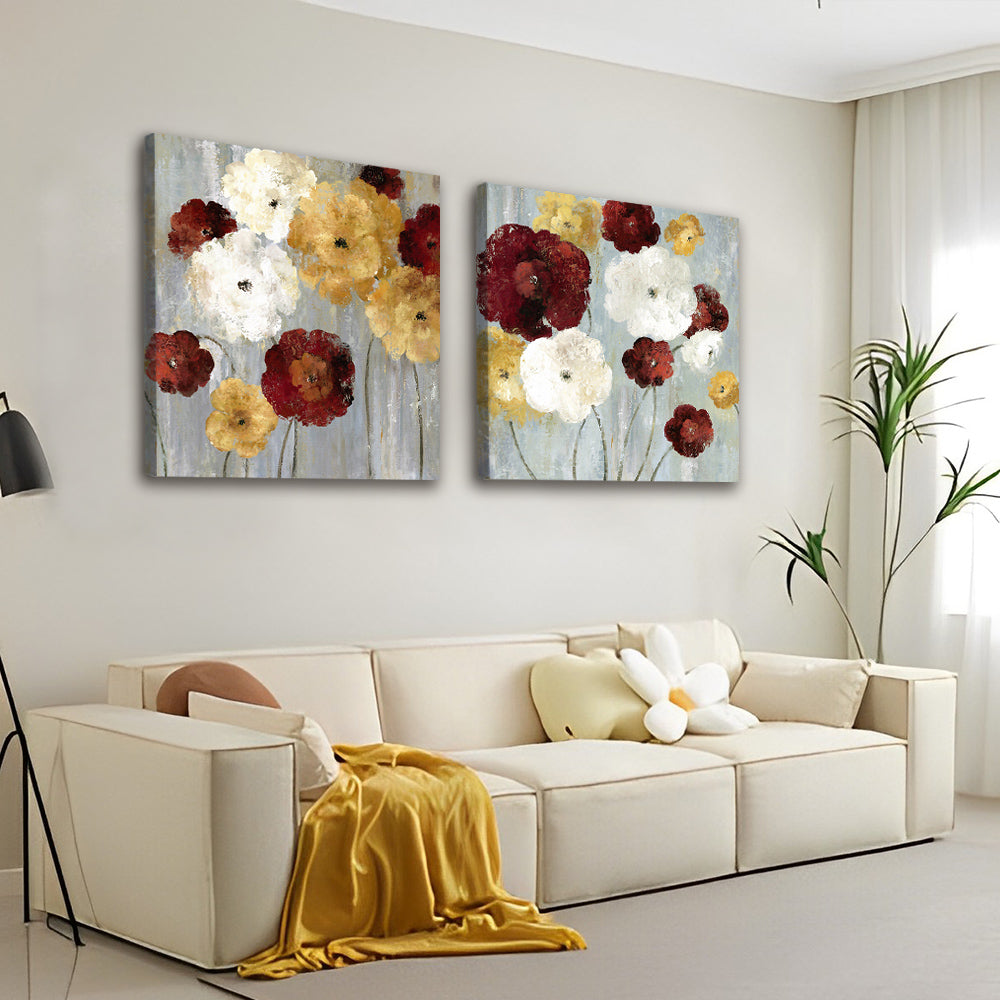 Coquelicots Rouges Blancs et Dorés 2 Partie Peinture par Numéros