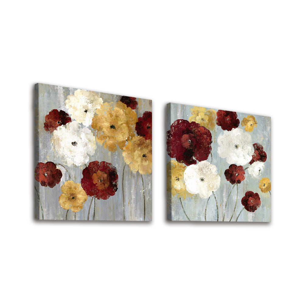 Coquelicots Rouges Blancs et Dorés 2 Partie Peinture par Numéros