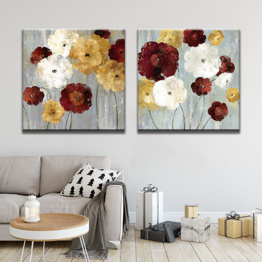 Coquelicots Rouges Blancs et Dorés 2 Partie Peinture par Numéros