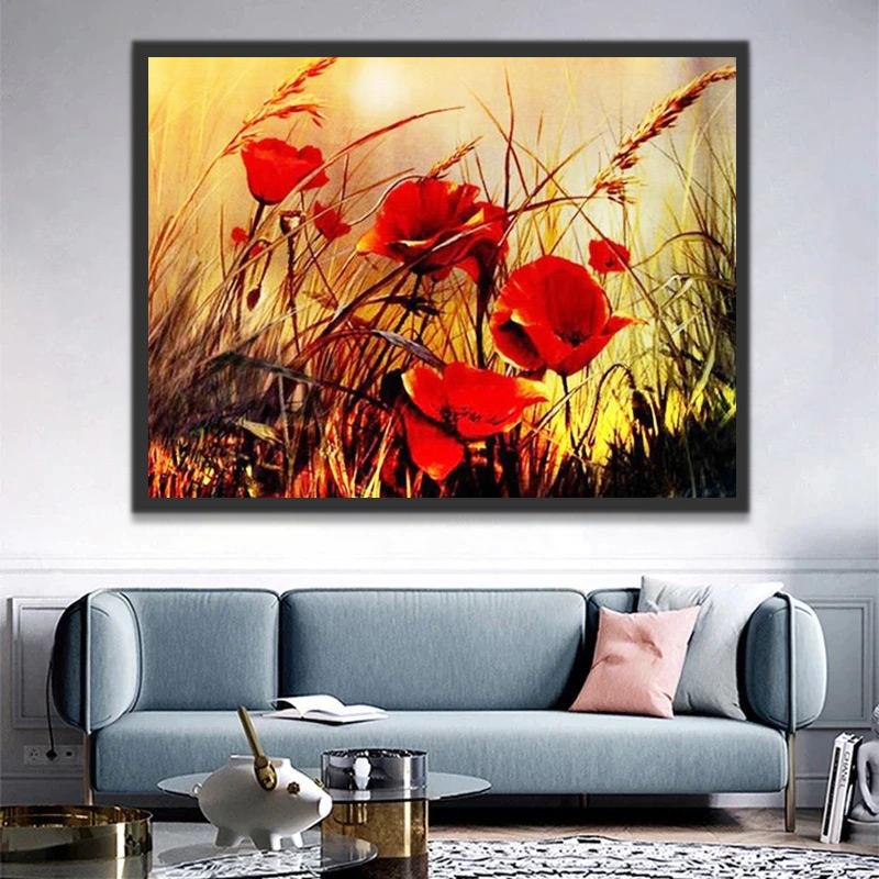 Coquelicots Rouges Sauvages Peinture par Numéros