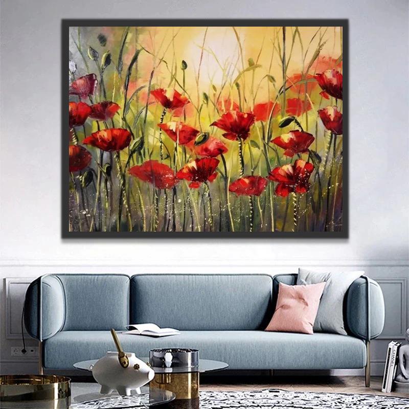 Coquelicots Rouges Sauvages Peinture par Numéros