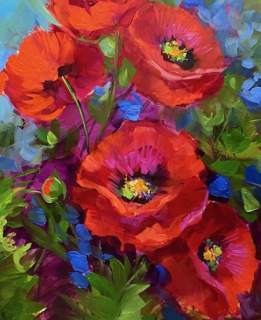 Coquelicots Rouges Vivants et Élégants Peinture par Numéros