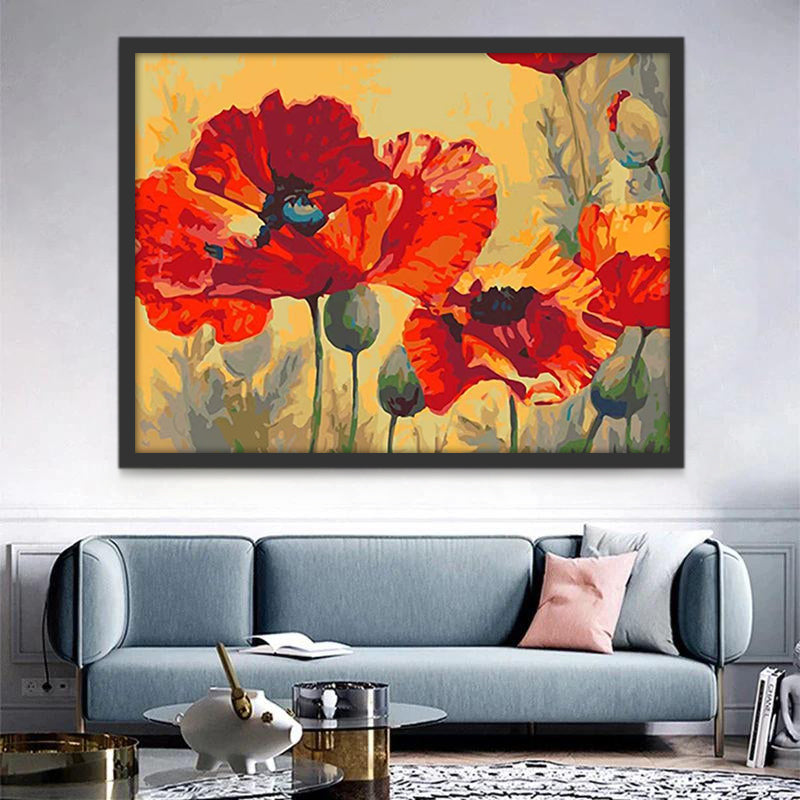 Coquelicots Roux Peinture par Numéros