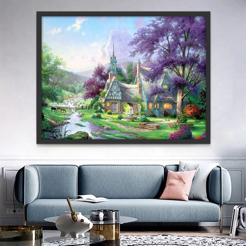 Cottage de la tour de l'Horloge Peinture par Numéros