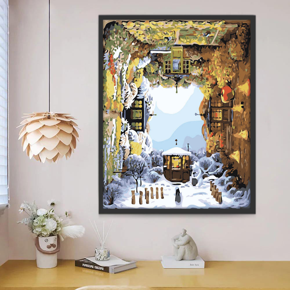 Cottage de Quatre Saisons Peinture par Numéros