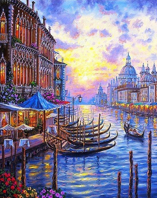Coucher de Soleil à Venise Peinture par Numéros