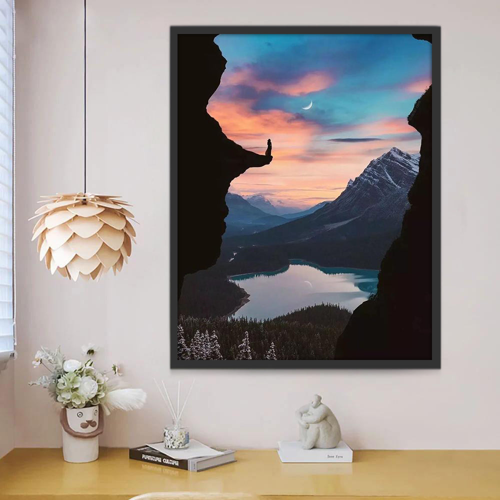 Coucher de Soleil au bord du Lac Peinture par Numéros