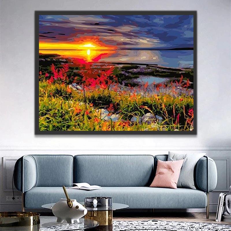 Coucher du Soleil Peinture par Numéros