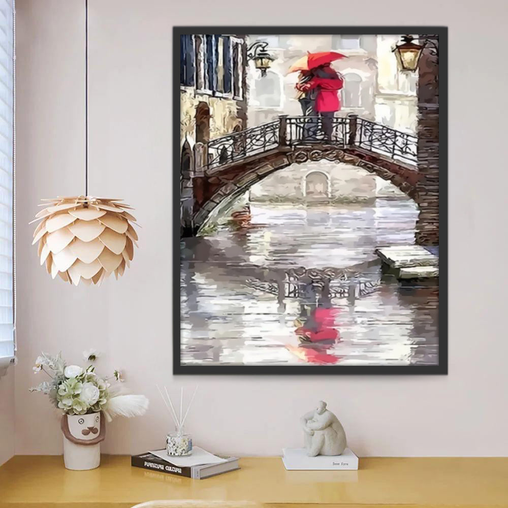 Couple amoureux sur le pont à Venise Peinture par Numéros
