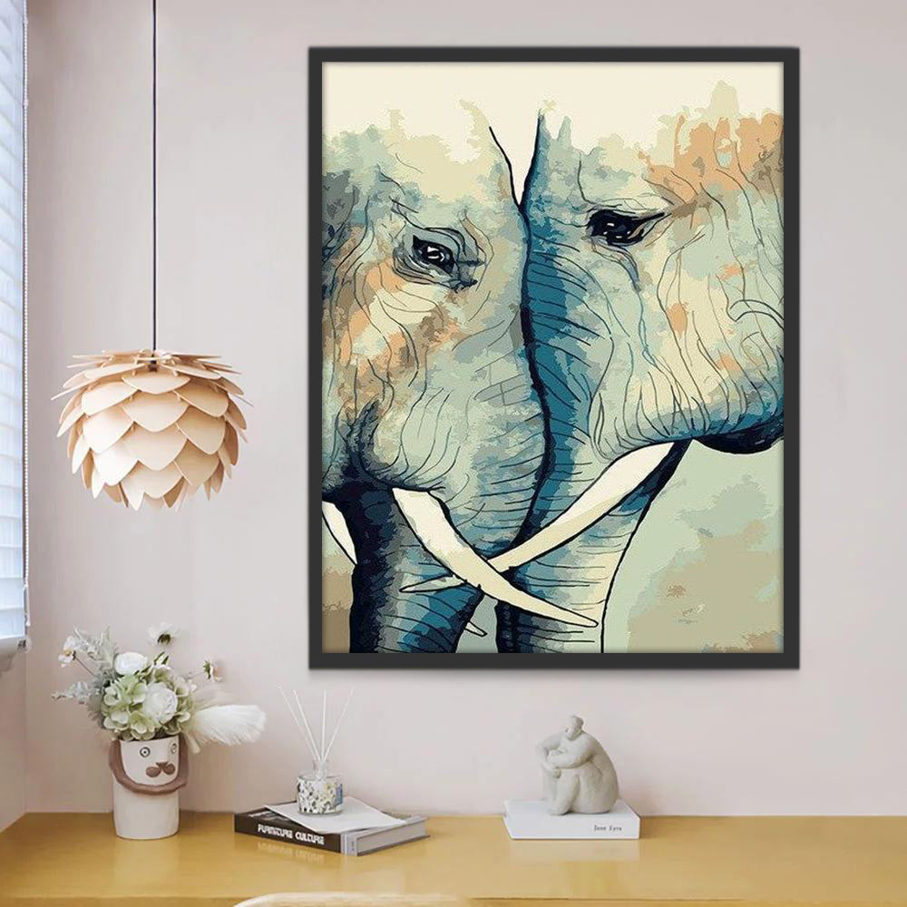 Couple d'Éléphant Triste Peinture par Numéros