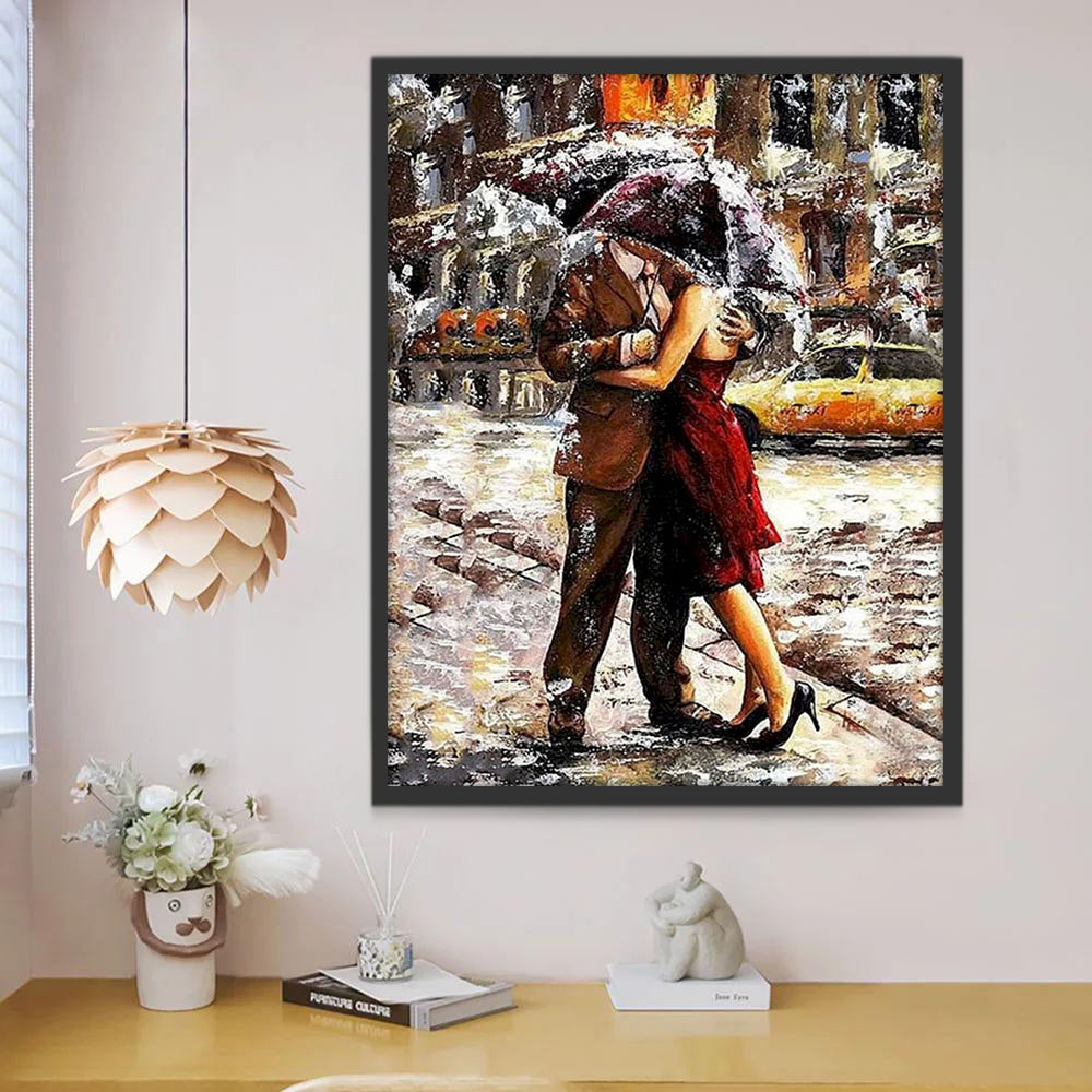 Couple dans la Neige Peinture par Numéros