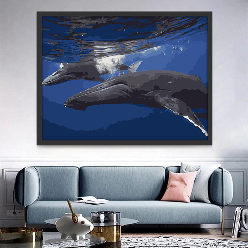 Couple de Baleines Peinture par Numéros