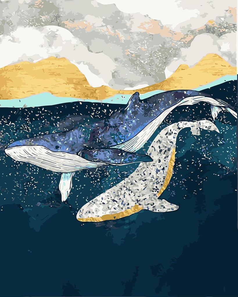 Couple de Baleines Peinture par Numéros