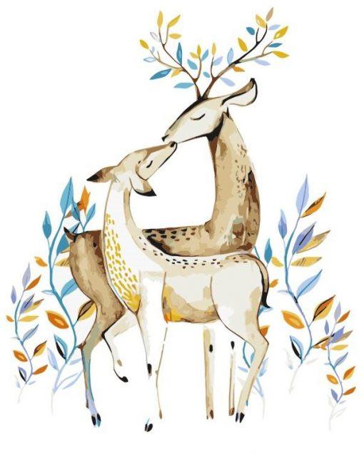 Couple de Cerfs Jolis Peinture par Numéros