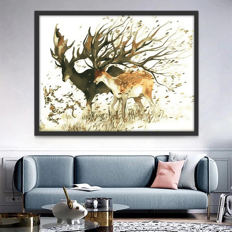 Couple de Cerfs Magnifique Peinture par Numéros