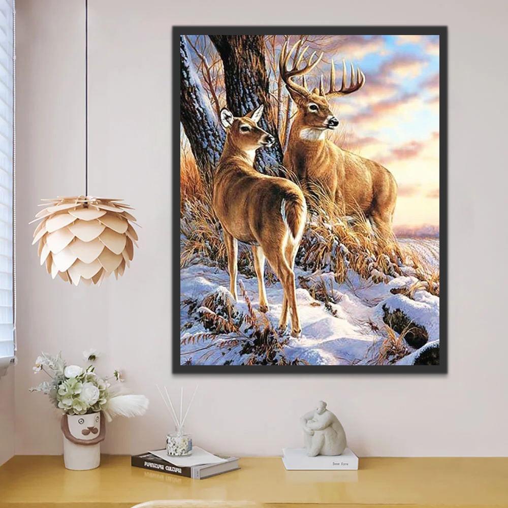 Couple de Cerfs Peinture par Numéros